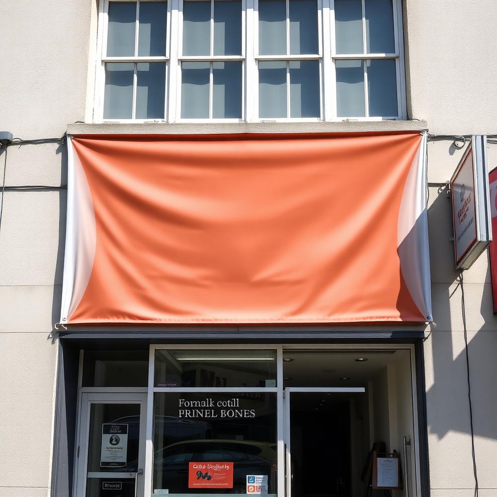 Lona impressa instalada na fachada de um comércio