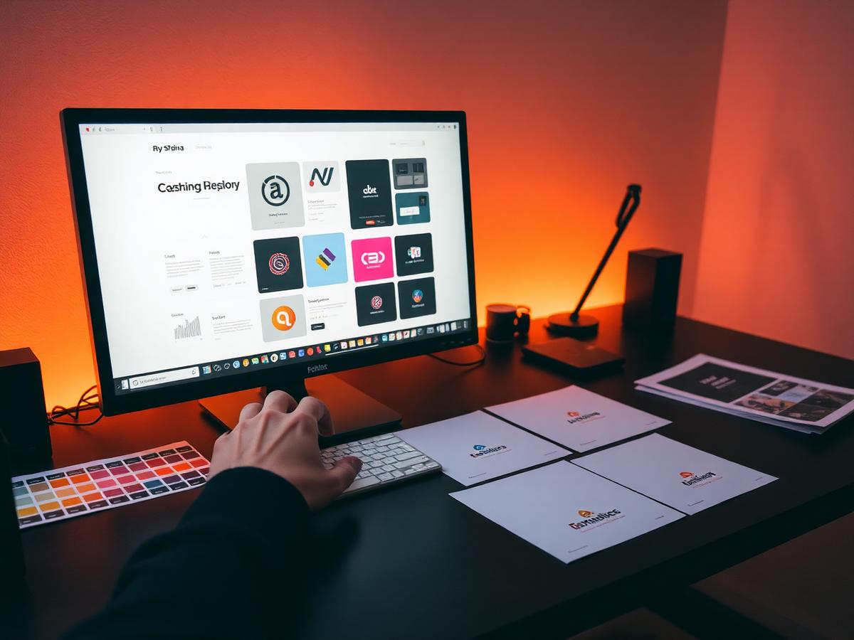 Designer trabalhando na criação de identidade visual