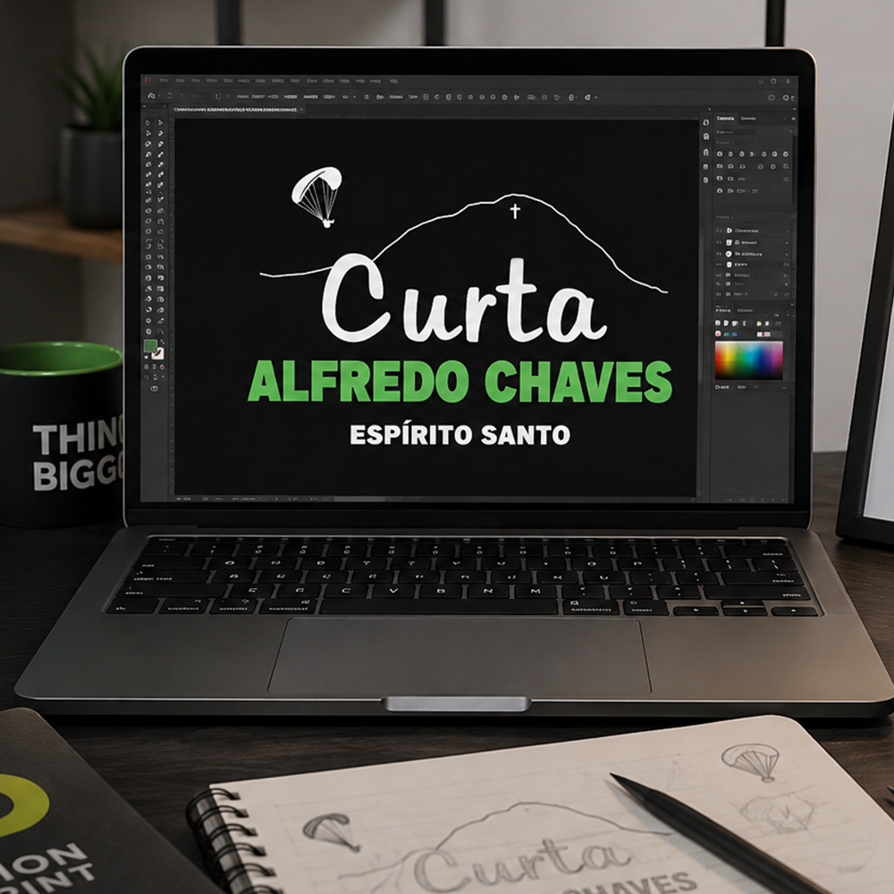 Criação de identidade visual em andamento no estúdio